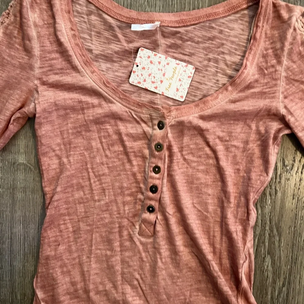 Free People Shell Stitch Long Sleeve In Henley Blush
